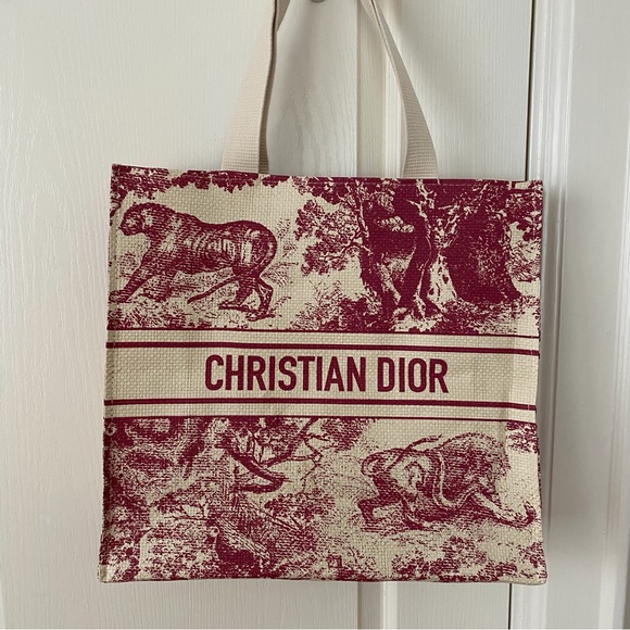 Brand New Christian Dior Red Dioriviera Print Paper Straw Tote Bag XL size - Picture 2 of 14